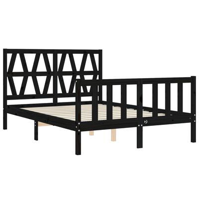 vidaXL Bedframe met hoofdbord massief hout zwart 140x200 cm