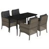 vidaXL 5-delige Tuinset met kussens poly rattan grijs