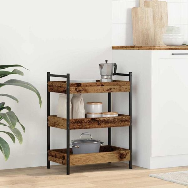vidaXL Keuken Trolley Oud hout 50 x 30 x 70 cm Bewerkt hout