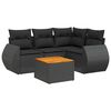 vidaXL 5-delige Loungeset met kussens poly rattan zwart