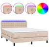 vidaXL Boxspring met matras en LED kunstleer cappuccinokleur 140x200cm