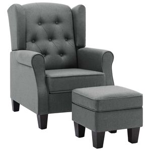 vidaXL Fauteuil met voetenbankje stof lichtgrijs