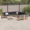 vidaXL 9-delige Loungeset met kussens massief grenenhout