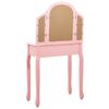 vidaXL Kaptafel met kruk 65x36x128 cm paulowniahout MDF roze