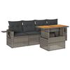 vidaXL 5-delige Loungeset met kussens poly rattan grijs