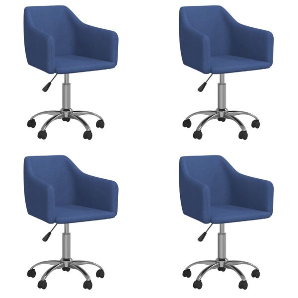 vidaXL Eetkamerstoelen draaibaar 4 st stof blauw