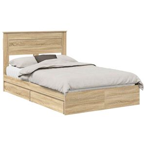 vidaXL Opslag bed met lade Sonoma Eiken 120 x 200 cm Bewerkt hout