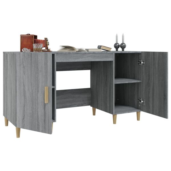 vidaXL Bureau 140x50x75 cm bewerkt hout grijs sonoma eikenkleurig