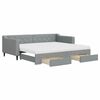 vidaXL Slaapbank met onderschuifbed en lades 90x200 cm stof lichtgrijs