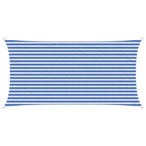 vidaXL Zonneschaduwzeil 2,5 x 5 m HDPE Rechthoekig Blauw en Wit