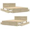 vidaXL Bedframe met hoofdeinde bewerkt hout sonoma eiken 140x190 cm
