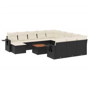 vidaXL 13-delige Loungeset met kussens poly rattan zwart