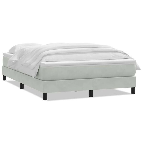 vidaXL Boxspring met matras fluweel lichtgrijs 160x220 cm