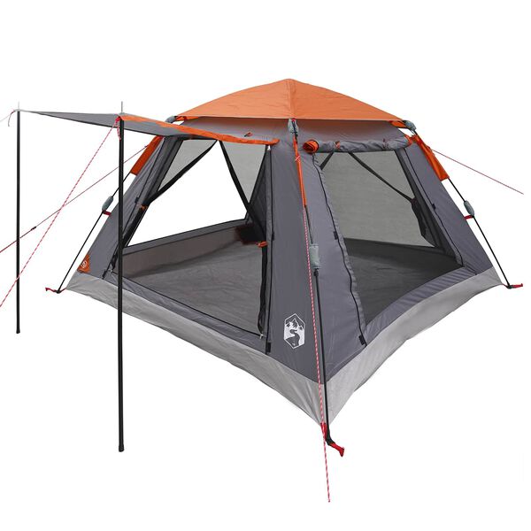 vidaXL Directe Tent Grijs en Oranje 205 x 205 x 143 cm Staal