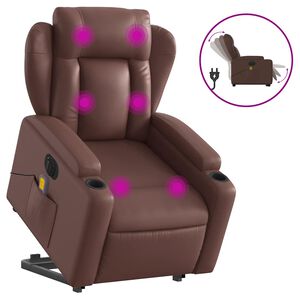 vidaXL Sta-op-massagestoel elektrisch kunstleer bruin