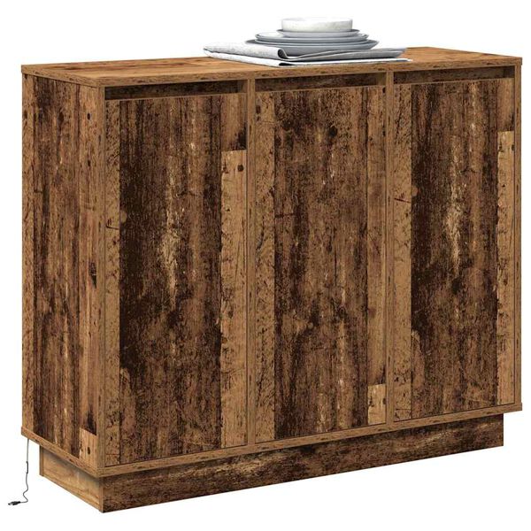 vidaXL LED Sideboard Oudhout 90 x 32 x 75 cm Bewerkt hout