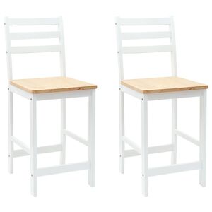 vidaXL Eettafelstoelen 2 st Massief Rubberhout Wit 40 x 47,5 x 99,5 cm