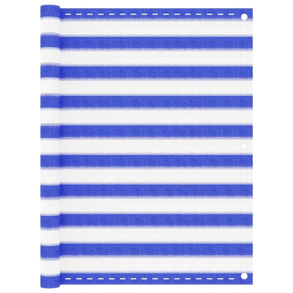 vidaXL Balkonscherm 120x600 cm HDPE blauw en wit