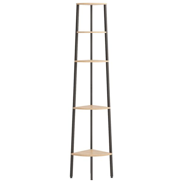 vidaXL Hoekkastje met 5 schappen 45,5x31,5x180 cm lichtbruin en zwart