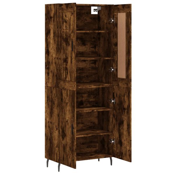 vidaXL Hoge kast 69,5x34x180 cm bewerkt hout gerookt eikenkleurig