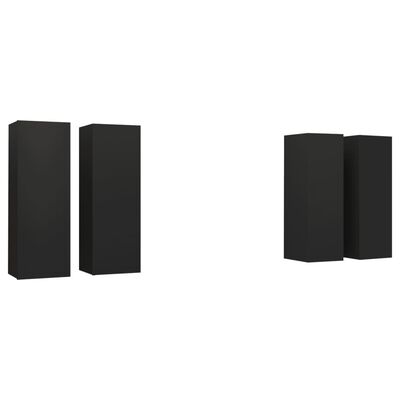 vidaXL Tv-meubelen 4 st 30,5x30x90 cm spaanplaat zwart