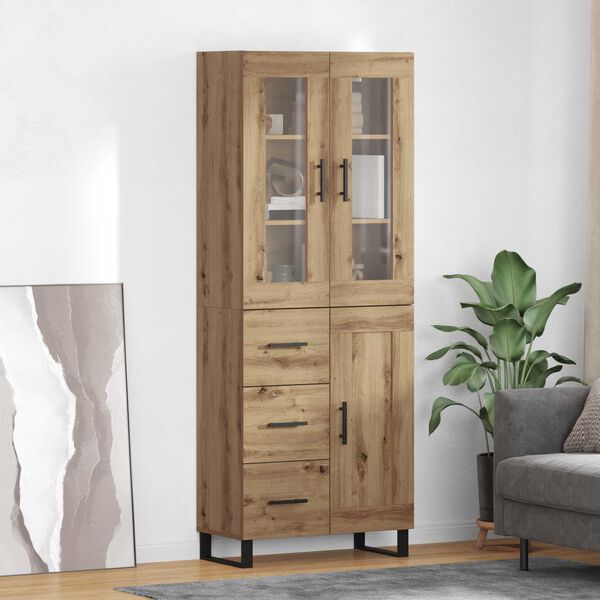 vidaXL Hoge kast met lade 2 pcs Artisan Eiken Bewerkt hout