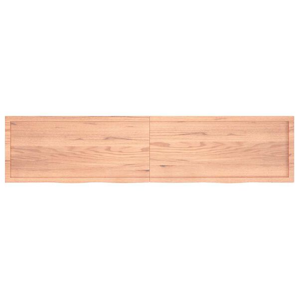 vidaXL Wandschap 220x50x(2-6)cm behandeld massief eikenhout lichtbruin