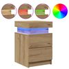 vidaXL Nachtkastje met LED 35x39x55 cm bewerkt hout artisanaal eiken