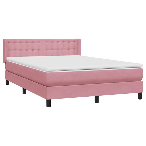 vidaXL Boxspring met matras fluweel roze 160x220 cm