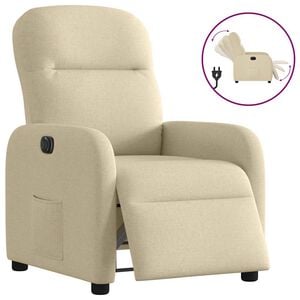 vidaXL Fauteuil verstelbaar elektrisch stof cr&egrave;mekleurig