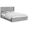 vidaXL Bedframe met opbergruimte en hoofdbord Grijs Sonoma