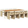 vidaXL 9-delige Tuinset met kussens poly rattan beige