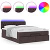 vidaXL Bed poef met matras en LED's 140x190 cm stof donkerbruin