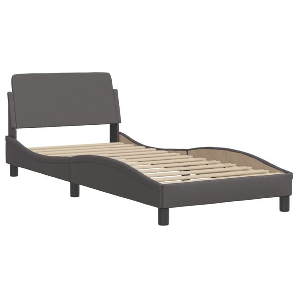 vidaXL Bed "Viana" met matras kunstleer grijs 90x190 cm