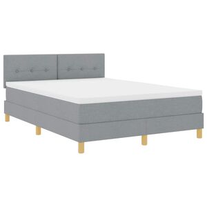 vidaXL LED Box Spring Bed met hoofdeinde Lichtgrijs 160 x 200 cm Stof