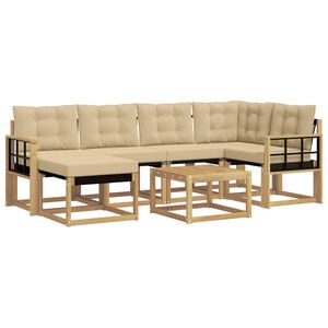vidaXL Buiten bankenset 7 st 6-zits Wit en Beige