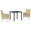 vidaXL Tuin eettafelset 3 st Beige poly rattan