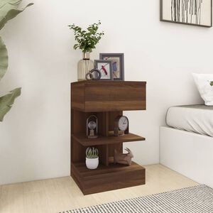 vidaXL Nachtkastje 40x35x65 cm bewerkt hout bruin eikenkleur