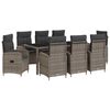 vidaXL Buiten eettafelset 9 st Licht Grijs en Donker Grijs poly rattan