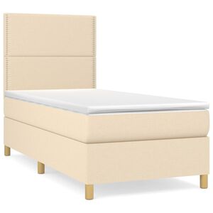 vidaXL Boxspring met matras stof cr&egrave;mekleurig 90x190 cm