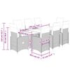 vidaXL 9-delige Bistroset met kussens poly rattan bruin