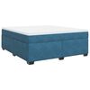 vidaXL Boxspring met matras fluweel donkerblauw 180x200 cm