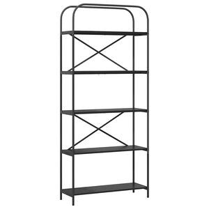 vidaXL Boekenkast 5-laags 80 x 30 x 183 cm Bewerkt hout Zwart Eiken