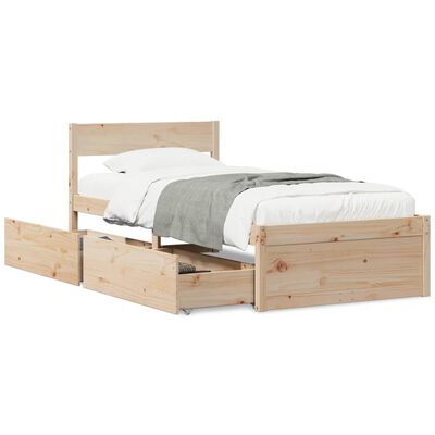 vidaXL Bedframe zonder matras massief grenenhout 75x190 cm