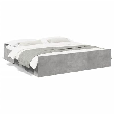 vidaXL Bedframe met lades bewerkt hout betongrijs 180x200 cm