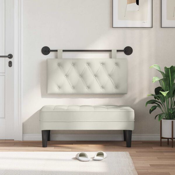 vidaXL Hangend Hoofdeinde Wandgemonteerd Cr&egrave;me 90 x 55 x 7 cm Fluweel