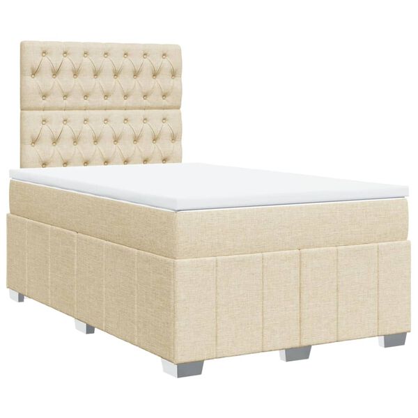 vidaXL Boxspring met matras stof cr&egrave;mekleurig 120x190 cm