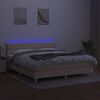 vidaXL Boxspring met matras en LED stof cr&egrave;mekleurig 180x200 cm