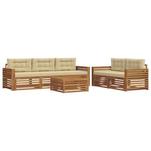 vidaXL Buiten bankenset 6 st Natuurlijk en Beige