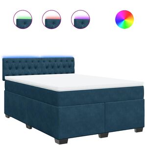 vidaXL Boxspring met matras fluweel blauw 140x190 cm